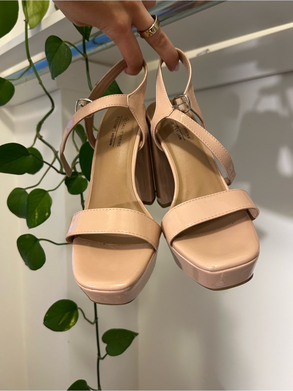 Nude Patent Platform Sandal - Women's